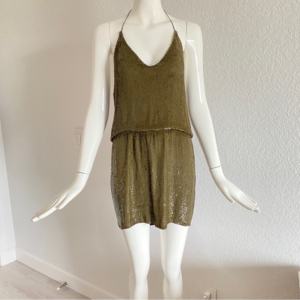 Haute hippie olive sequin dress